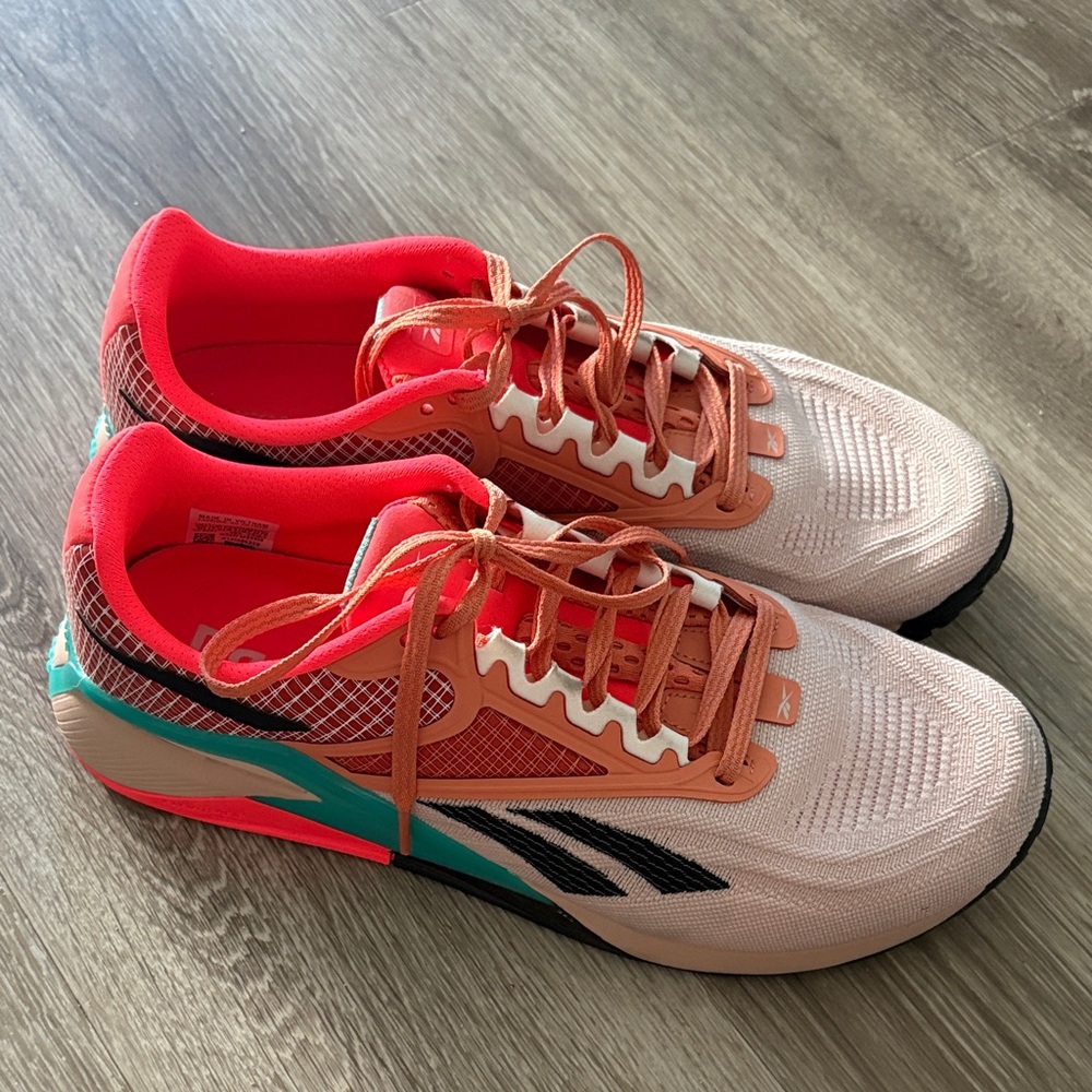 Reebok Coral and Teal Nano X2 Size 10